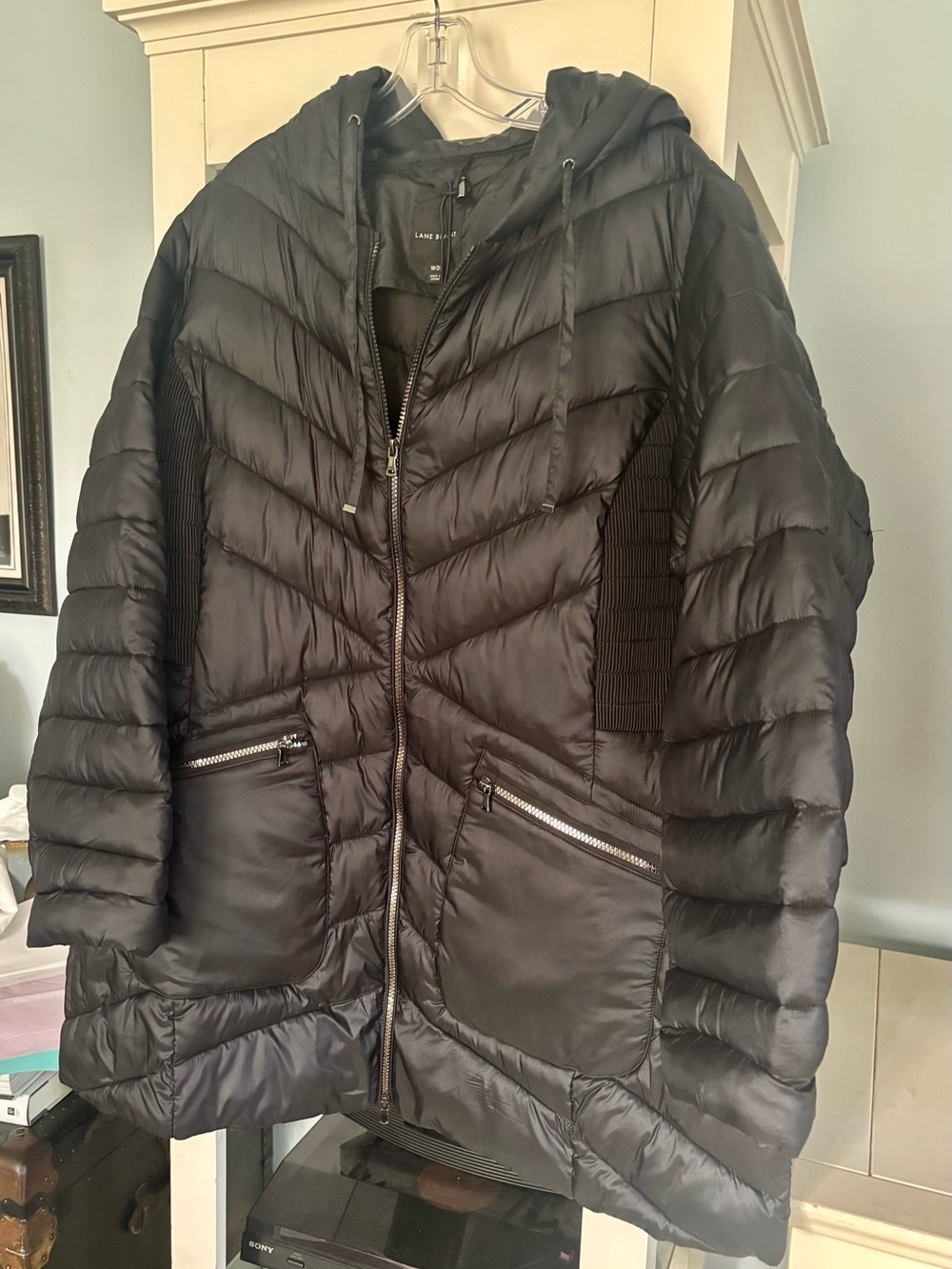 Lane Bryant Black Quilted Hooded packable Puffer Jacket size 18/20